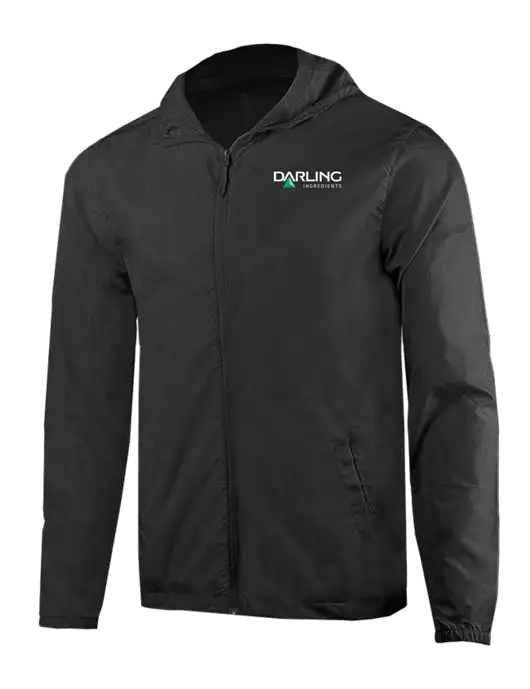Rainy Day Ultra Lightweight Black Windbreaker Full-Zip Jacket w/Darling Ingredients Logo