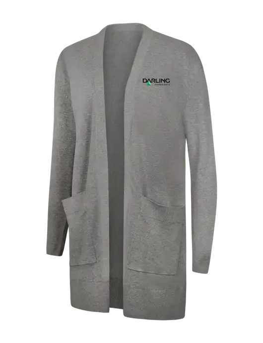 Mercer+Mettle Womens Light Grey Heather Open Front Cardigan Sweater w/Darling Ingredients Logo