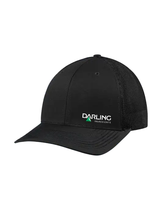 Richardson Adjustable Snapback Original 112 Trucker Cap Black w/Black Mesh w/Darling Ingredients Logo