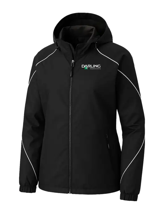 Womens Angle 3-in-1 Black Jacket with Fleece Liner w/Darling Ingredients Logo, Darling Ingredients Logo