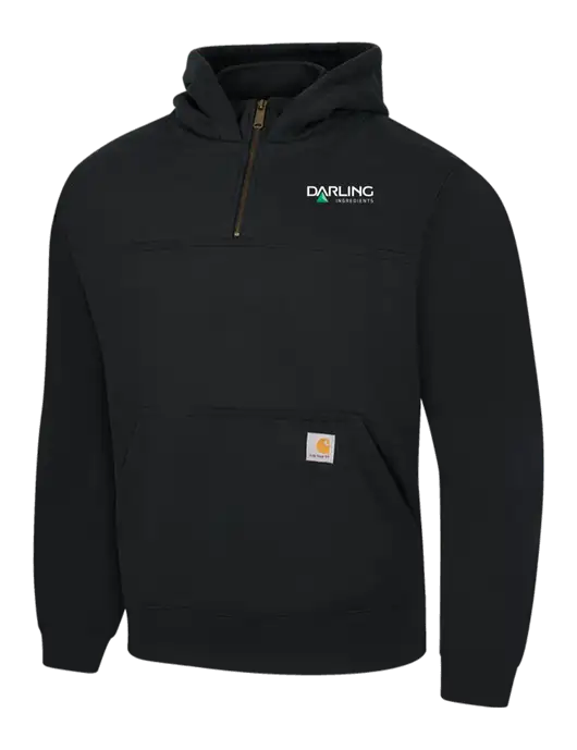 Carhartt Black Rain Defender Paxton Heavyweight Hooded 1/4 Zip Mock Sweatshirt w/Darling Ingredients Logo
