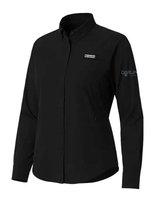 Columbia Black Womens PFG Tamiami II Long Sleeve Shirt w/Darling Ingredients Logo