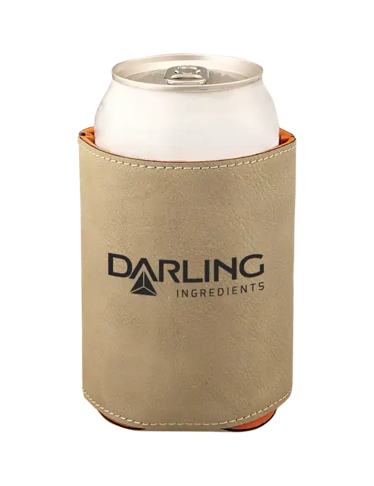 Tan Leatherette Beverage Holder w/Darling Ingredients Logo