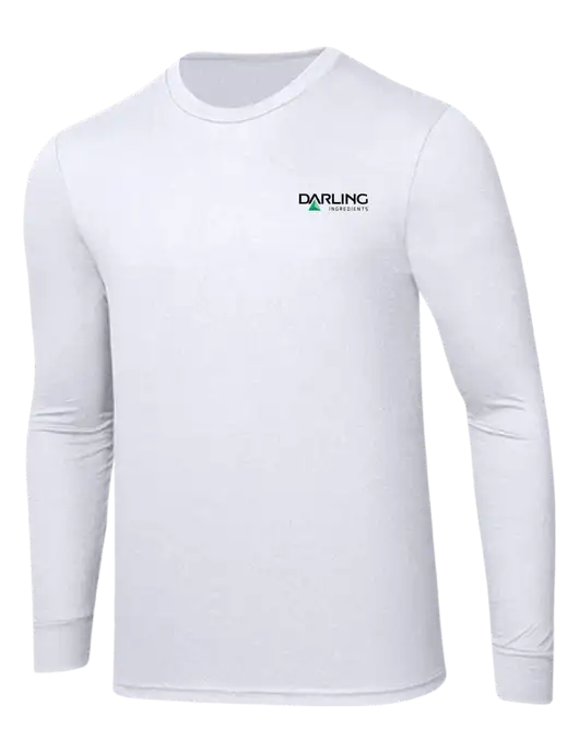 Simply Soft Long Sleeve White 4.5 oz, Poly/Combed Ring Spun Cotton T-Shirt w/Darling Ingredients Logo