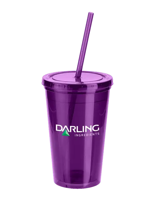 Sorrento Purple 16 oz Tumbler with Lid & Straw w/Darling Ingredients Logo
