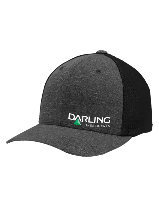 Flexfit Black/Dark Charcoal Heather Melange Mesh Back Trucker Cap w/Darling Ingredients Logo