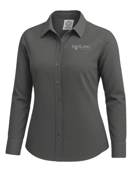 Brooks Brothers Womens Dark Grey Wrinkle-Free Stretch Nailhead Shirt w/Darling Ingredients Logo