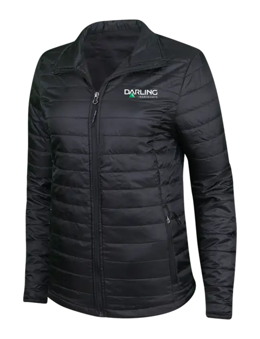 Womens Black Puffy Packable Jacket w/Darling Ingredients Logo