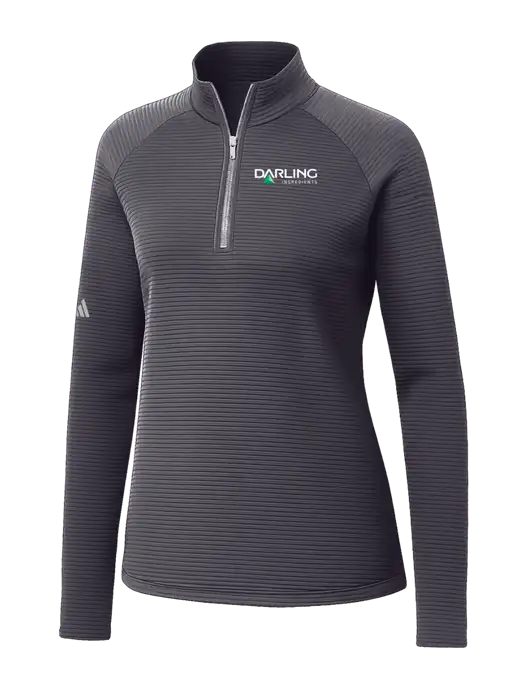 Adidas Womens Medium Grey Spacer Quarter-Zip Pullover  w/Darling Ingredients Logo