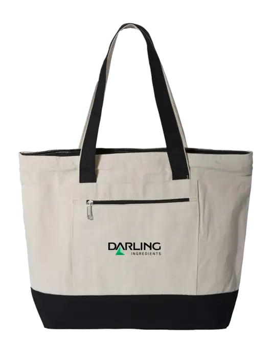 Natural/Black Zippered Tote  w/Darling Ingredients Logo