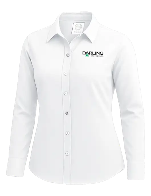 Brooks Brothers Womens White Wrinkle-Free Stretch Nailhead Shirt w/Darling Ingredients Logo