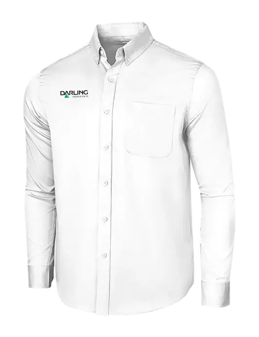 Long Sleeve White Superpro React Twill Shirt w/Darling Ingredients Logo