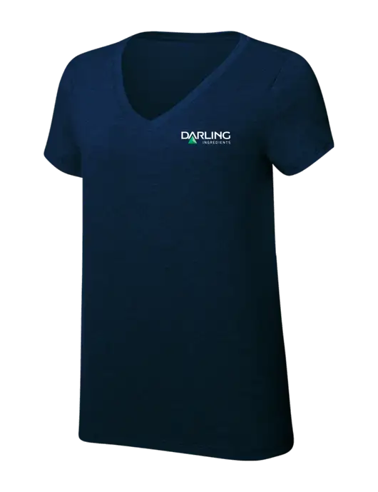 Womens Simply Soft V-Neck New Navy 4.5oz  Poly/Combed Ring Spun Cotton T-Shirt w/Darling Ingredients Logo