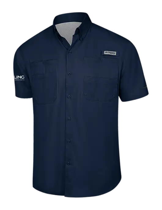 Columbia Navy PFG Tamiami II Short Sleeve Shirt w/Darling Ingredients Logo