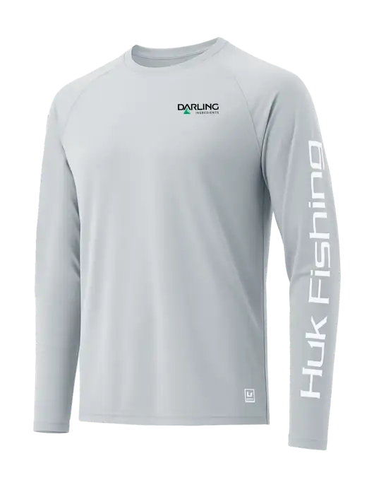 HUK Light Grey LoPro Pursuit Long Sleeve T-Shirt w/Darling Ingredients Logo