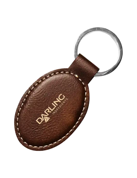 Rustic Leatherette Oval Keychain w/Darling Ingredients Logo