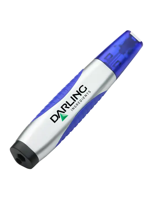 Silver/Blue Level Light Screwdriver Pen w/Darling Ingredients Logo