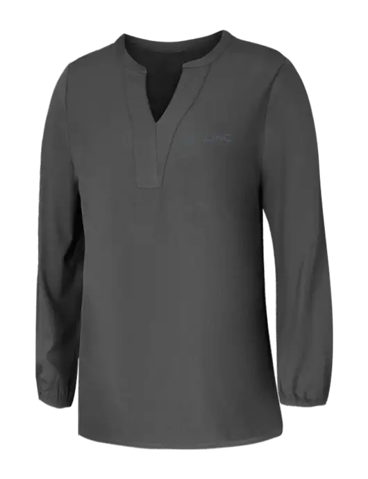 Mercer+Mettle Womens Dark Grey Stretch Crepe 3/4 Sleeve Blouse w/Darling Ingredients Logo
