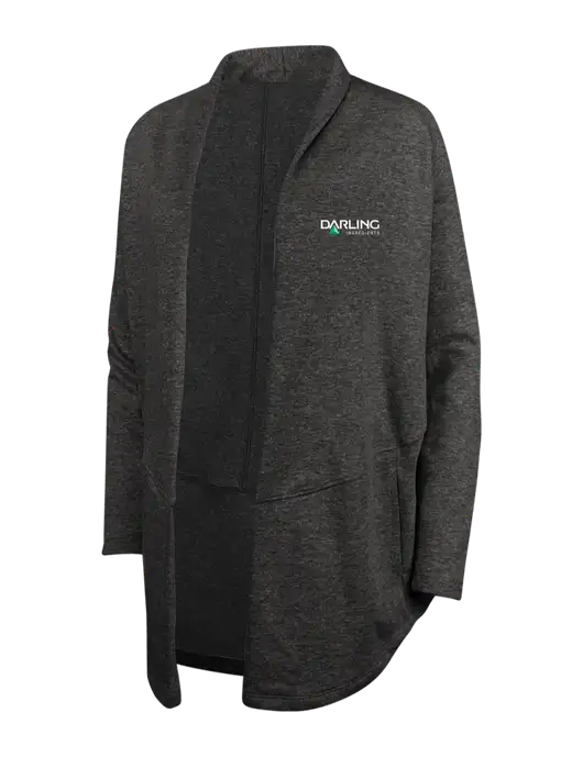 Charcoal Heather/ Medium Heather Grey Womens Interlock Cardigan w/Darling Ingredients Logo