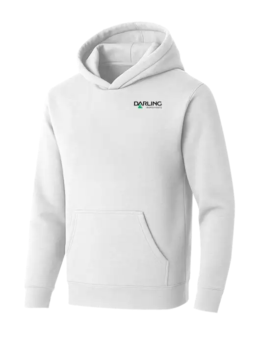 BELLA+CANVAS White Sponge Fleece Pullover Hoodie w/Darling Ingredients Logo