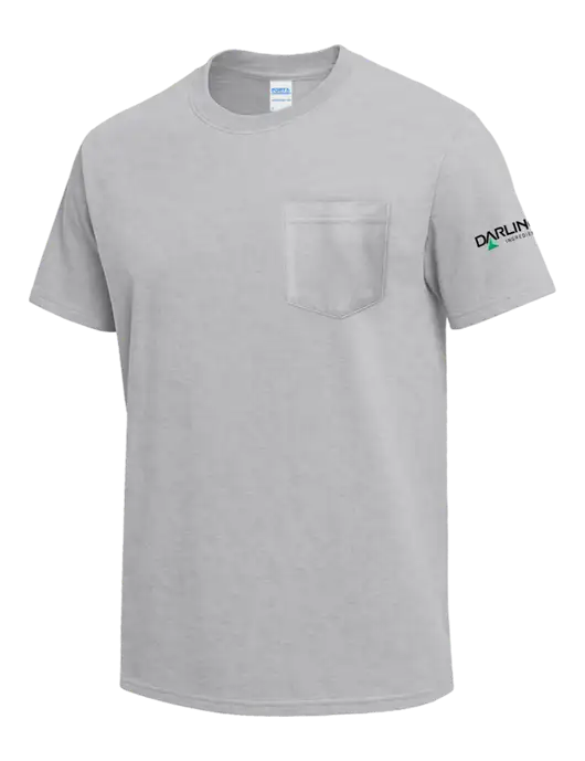 Light Grey Heather Heavyweight 6.1 oz Pocket T-Shirt w/Darling Ingredients Logo
