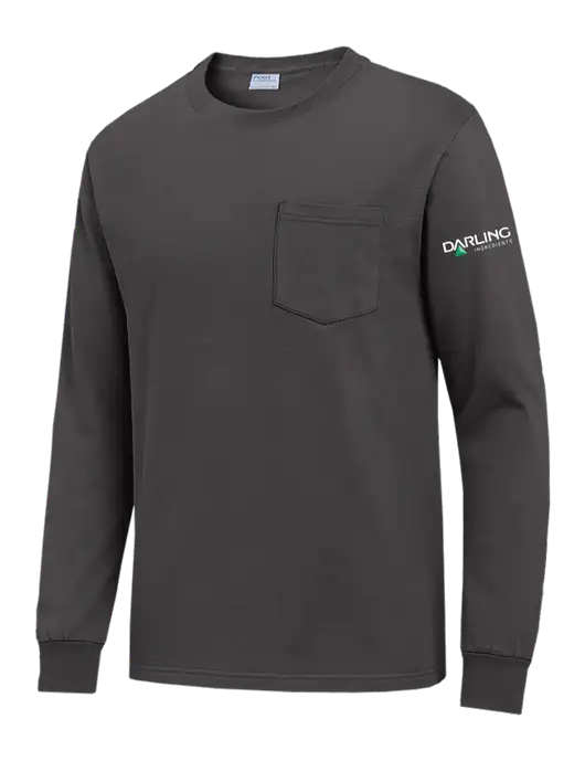 Charcoal Long Sleeve Heavyweight 6.1 oz Pocket T-Shirt w/Darling Ingredients Logo
