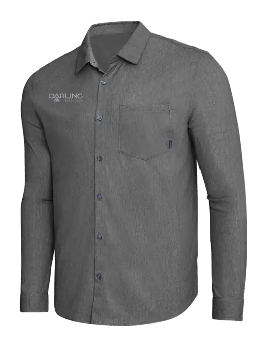 OGIO Dark Grey Heather Extend Long Sleeve Button Up Shirt w/Darling Ingredients Logo