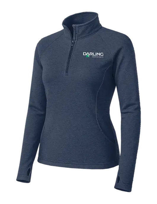 Navy Heather Womens Sport Wick Stretch 1/4 Zip Pullover w/Darling Ingredients Logo