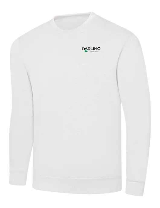 White 7.8 oz Ring Spun Crew Sweatshirt w/Darling Ingredients Logo
