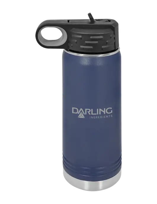 Polar Camel 20 oz Powder Coated Navy Vacuum Insulated Water Bottle w/Darling Ingredients Logo