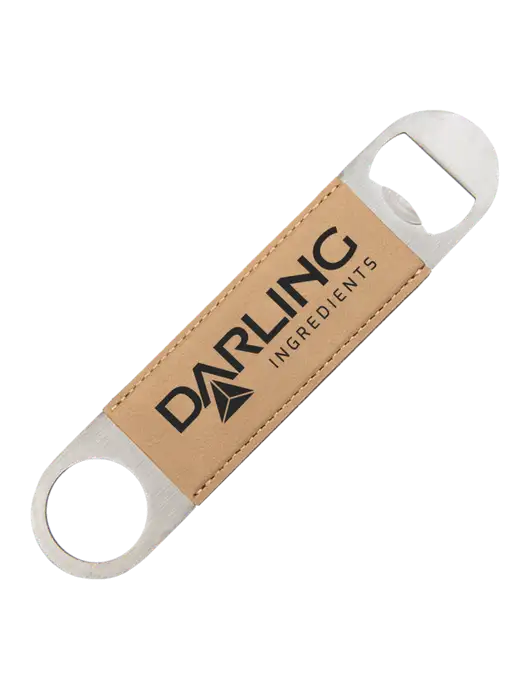 Tan Leatherette Bottle Opener w/Darling Ingredients Logo