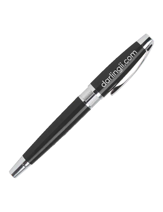 Masscotti Black Rollerball Pen - Black Ink w/DI URL Logo, Darling Ingredients Logo