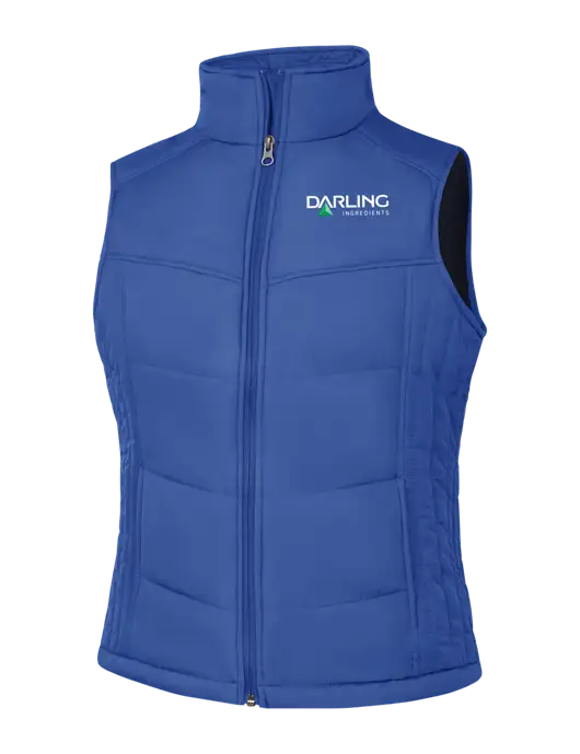 Womens Dark Royal Blue/Black Puffy Vest w/Darling Ingredients Logo