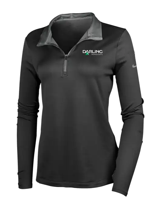 NIKE Black/Dark Grey Womens Dry-Fit Stretch 1/2 Zip Cover-Up w/Darling Ingredients Logo