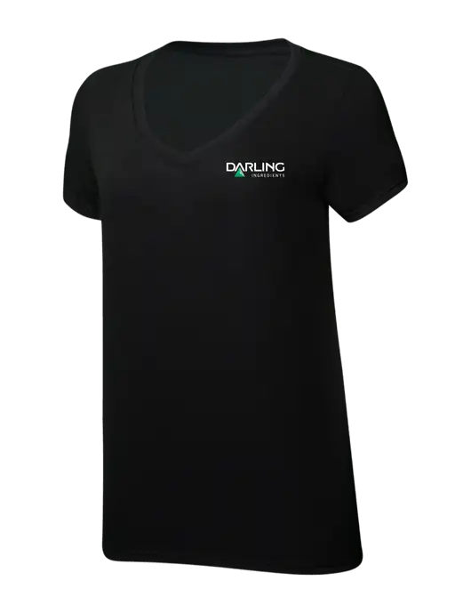 Womens Simply Soft V-Neck Black 4.5oz  Poly/Combed Ring Spun Cotton T-Shirt w/Darling Ingredients Logo
