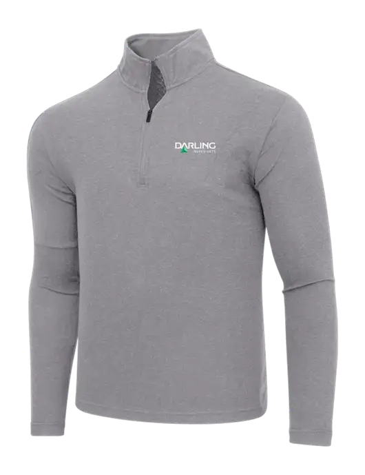 Adidas Medium Grey Melange 3 Stripes Quarter Zip Sweater w/Darling Ingredients Logo