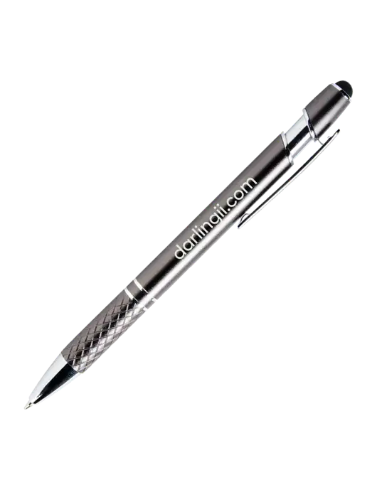 Valencia Gunmetal Stylus Pen - Black Ink w/DI URL Logo, Darling Ingredients Logo