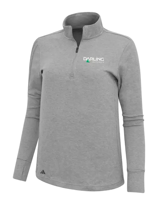 Adidas Light Grey Melange Womens 3 Stripes Quarter Zip Sweater w/Darling Ingredients Logo