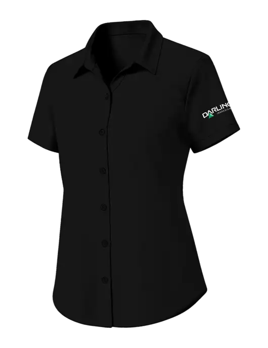 Womens Black Short Sleeve UV Dockside Shirt w/Darling Ingredients Logo