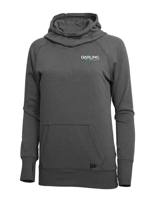 New Era Black Heather Womens Tri-Blend Fleece Pullover Hoodie w/Darling Ingredients Logo