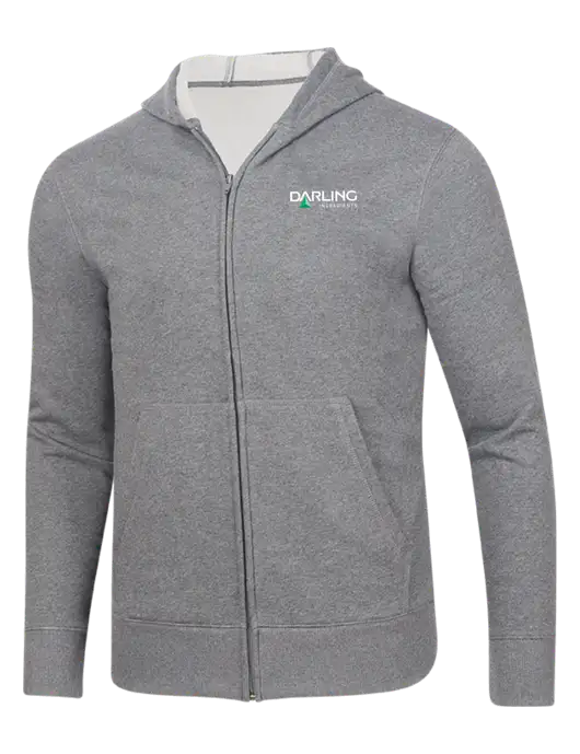 Full-Zip Medium Grey Heather Heavyweight Hooded Sweatshirt w/Darling Ingredients Logo