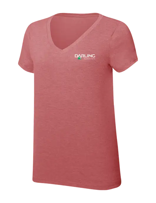 Womens Simply Soft V-Neck Blush Frost 4.5oz  Poly/Combed Ring Spun Cotton T-Shirt w/Darling Ingredients Logo