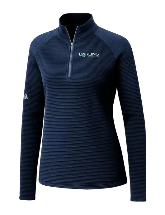 Adidas Womens Navy Spacer Quarter-Zip Pullover  w/Darling Ingredients Logo