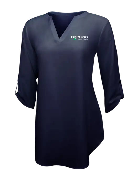 Navy Womens 3/4 Sleeve Tunic Blouse w/Darling Ingredients Logo