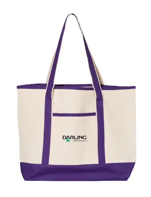 Natural/Purple Large Canvas Deluxe Tote w/Darling Ingredients Logo