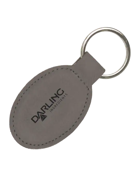 Grey Leatherette Oval Keychain w/Darling Ingredients Logo