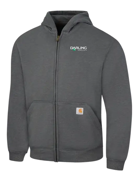 Carhartt Dark Grey Heather Rain Defender Paxton Heavyweight Hooded Zip-Front Sweatshirt w/Darling Ingredients Logo