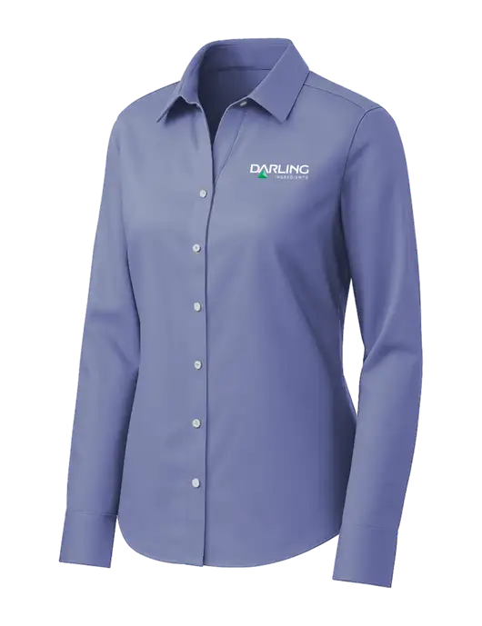Brooks Brothers Womens Royal Blue Wrinkle-Free Stretch Pinpoint Shirt w/Darling Ingredients Logo