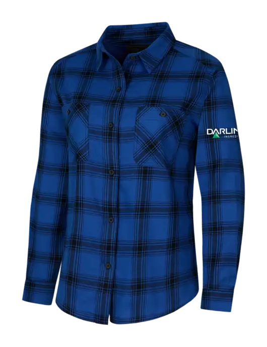 Womens Royal/Black Plaid Flannel Shirt w/Darling Ingredients Logo