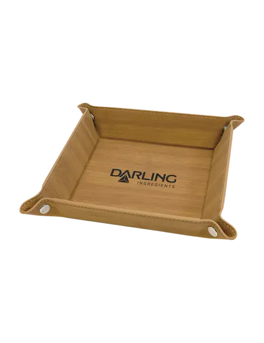 Bamboo Leatherette Valet Tray, 6 x 6 w/Darling Ingredients Logo